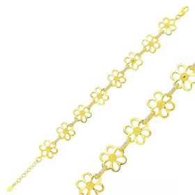 925 Ayar Gümüş Gold Sarı Papatya Bileklik