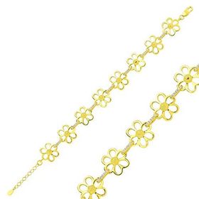 925 Ayar Gümüş Gold Sarı Papatya Bileklik