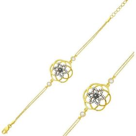 925 Ayar Gümüş Gold Sarı Yaşam Çiçeği Bileklik