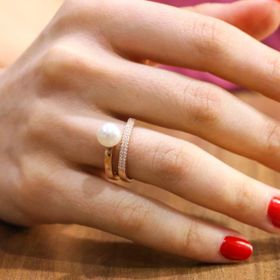 925 Ayar Gümüş Helezon İncili Model Yüzük