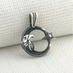 925 Ayar Gümüş Kartal Başlı Ayyıldız Kolye Ucu