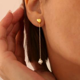 925 Ayar Gümüş Minimal Kalp Figürlü İnci Küpe