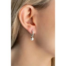 925 Ayar Gümüş Rodyum Kaplama 10 mm Sallantılı İnci Küpe