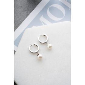 925 Ayar Gümüş Rodyum Kaplama İnci Sallantılı 10 mm Tamtur Küpe