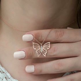 925 Ayar Gümüş Rose Bahar Kelebeği Kadın Gümüş Kolye