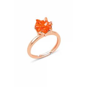 925 Ayar Gümüş Rose Kaplama Ayarlanabilir Üç Boyutlu Küme Taşlı Sitrin Ve Turmalin Tonlu Kristal Kuvars Yüzük
