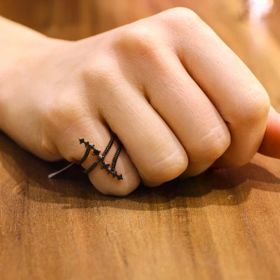 925 Ayar Gümüş Rose Renkli Siyah Taşlı Tasarım Yüzük