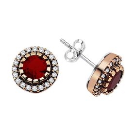 925 Ayar Gümüş Ruby Taşlı Otantik Küpe