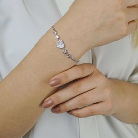 925 Ayar Gümüş Tek Taşlı Kalpli Bayan Kolye