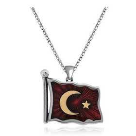 925 Ayar Gümüş Türk Bayrağı Gümüş Kolye