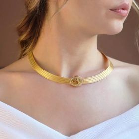 925 Ayar Gümüş Üzeri Gold Kaplama Osmanlı Tuğralı 5 Sıra Trabzon Gerdanlık