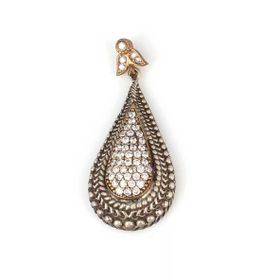 925 Ayar Gümüş ve Bronz Karışımı Damla Şekilli Zirkon Taşlı Kolye Ucu