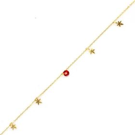 925 Ayar Gümüş Yuvarlak Garnet Taşlı Yusufçuk Model Halhal
