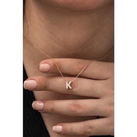 925 Ayar Harf 3 Boyutlu K Harfi Kadın Gümüş Kolye