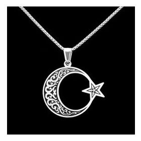 925 Ayar İşlemeli Ayyıldız Erkek Gümüş Kolye
