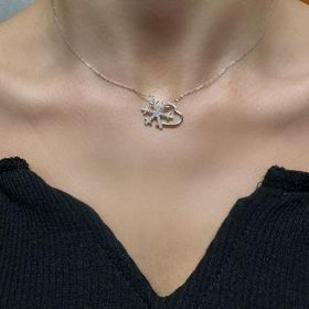 925 Ayar Kalp Kar Tanesi Gümüş Kolye