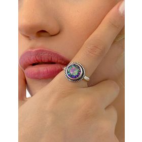 925 Ayar Mistik Topaz Otantik Üst Kalite Gümüş Yüzük