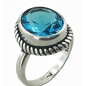 925 Ayar Oval Aquamarine Otantik Üst Kalite Gümüş Yüzük