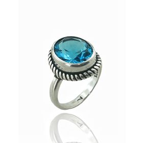 925 Ayar Oval Aquamarine Otantik Üst Kalite Gümüş Yüzük