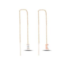 925 Ayar Oval Sallantılı Japon Kadın Rose Gold Küpe