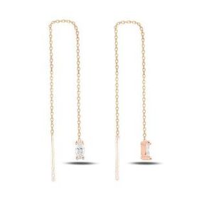 925 Ayar Oval Sallantılı Japon Kadın Rose Gold Küpe