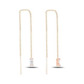 925 Ayar Oval Sallantılı Japon Kadın Rose Gold Küpe