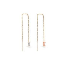 925 Ayar Oval Sallantılı Japon Kadın Rose Gold Küpe