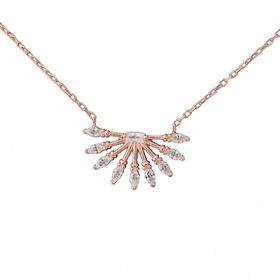 925 Ayar Pembe Zirkon Taşlı Kelebek Kadın Gümüş Kolye