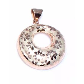 925 Ayar Rose Gümüş Papatya Desenli Karaca Gözü Kolye Ucu