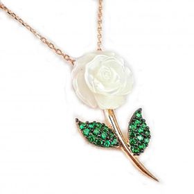 925 Ayar Rose Gümüş Sedef Gül Kadın Gümüş Kolye