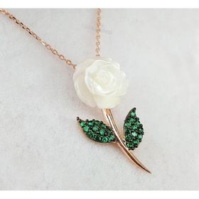 925 Ayar Rose Gümüş Sedef Gül Kadın Gümüş Kolye