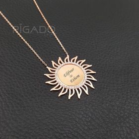 925 Ayar Sevgiliye Hediye Zirkon Taşlı Güneş Kadın Gümüş Kolye