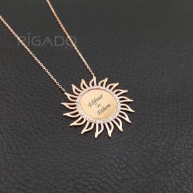 925 Ayar Sevgiliye Hediye Zirkon Taşlı Güneş Kadın Gümüş Kolye