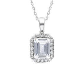 925 Ayar Starlight Diamond Pırlanta Kare Baget Tektaş Kadın Gümüş Kolye