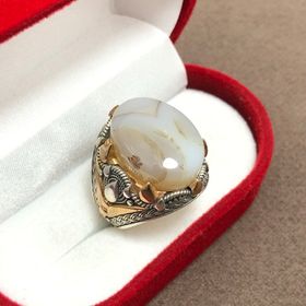 925 Ayar Yemen Akik Taşlı Erkek Gümüş Yüzük