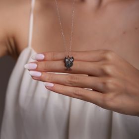 925 Ayar Zirkon Taşlı Baykuş Kadın Gümüş Kolye