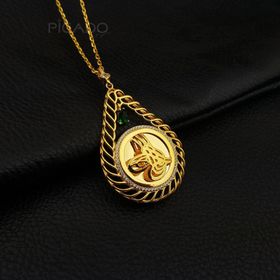 925 Ayar Zirkon Taşlı Damla Model Tuğra Kadın Gümüş Kolye