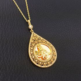 925 Ayar Zirkon Taşlı Damla Model Tuğra Kadın Gümüş Kolye