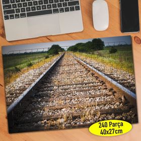 92531473 Uzun Demiryolu Tren Rayları 240 Parça Puzzle Yapboz