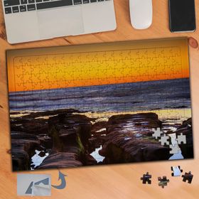 931 Günbatımı Deniz Ve Kayalar 240 Parça Puzzle Yapboz Tablo