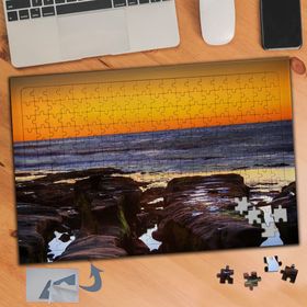 931 Günbatımı Deniz Ve Kayalar 240 Parça Puzzle Yapboz Tablo