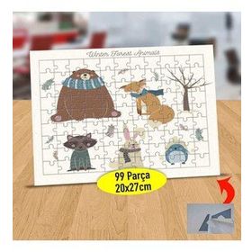 9318 Ormanda Kış Geçiren Hayvanlar 99 Parça Puzzle Yapboz Tablo