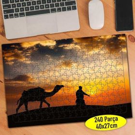 9320 Gün Batımında Deve ve İnsan Silüeti 240 Parça Puzzle Yapboz