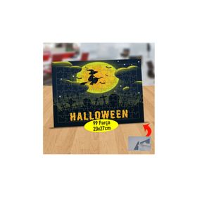 938747 Dolunaydan Uçan Cadı Silüeti 99 Parça Puzzle Yapboz Tablo