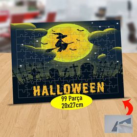 938747 Dolunaydan Uçan Cadı Silüeti 99 Parça Puzzle Yapboz Tablo