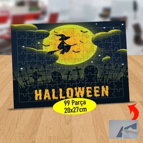 938747 Dolunaydan Uçan Cadı Silüeti 99 Parça Puzzle Yapboz Tablo