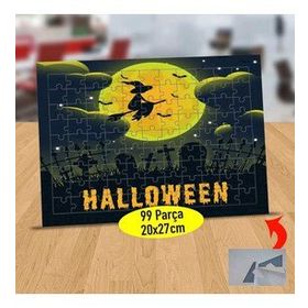 938747 Dolunaydan Uçan Cadı Silüeti 99 Parça Puzzle Yapboz Tablo