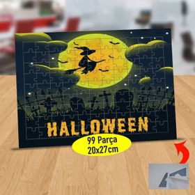 938747 Dolunaydan Uçan Cadı Silüeti 99 Parça Puzzle Yapboz Tablo