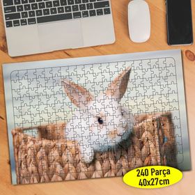 94037004 Hasır Sepet İçinde Yavru Tavşan 240 Parça Puzzle Yapboz