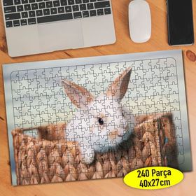 94037004 Hasır Sepet İçinde Yavru Tavşan 240 Parça Puzzle Yapboz